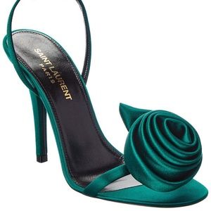 Saint Laurent Blue Ivy Flower 100 Satin Sandal
